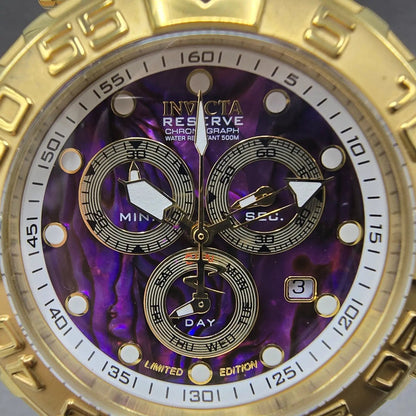 Invicta Subaqua Reserve Chronograph Watch Men 47mm Purple Dial Gold Date New Bat1