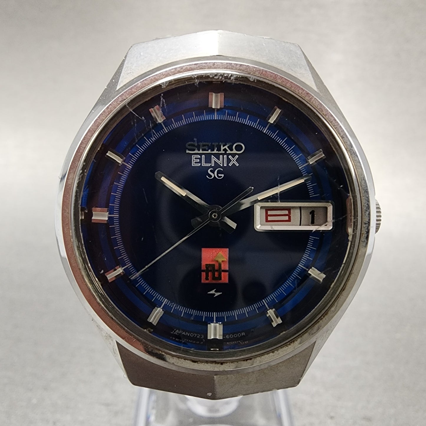 Seiko Elinx SG Watch Men 37mm Blue Dial Silver Tone Daydate 07236000 New Batt1