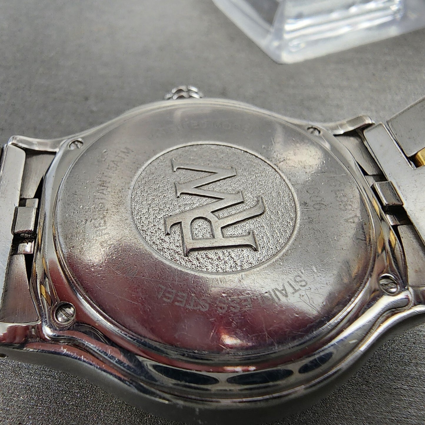 Raymond Weil Parsifal Watch Men 37mm Black Dial Two Tone Date Round READ!! NewBa11