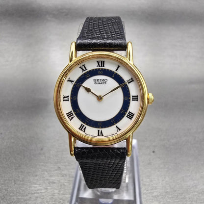 Seiko Watch Women 24mm White Dial Gold Tone Round 1N00-0B49 New Battery Vintage0