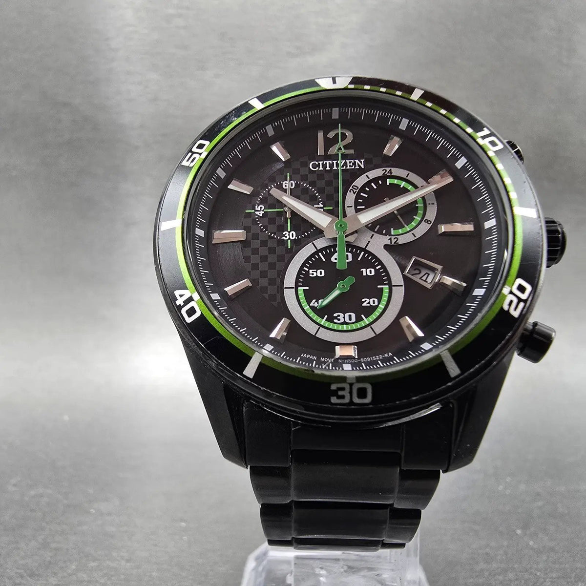 Citizen Eco-Drive Chronograph Watch Men 40mm Black Dial Black Tone Date Works5