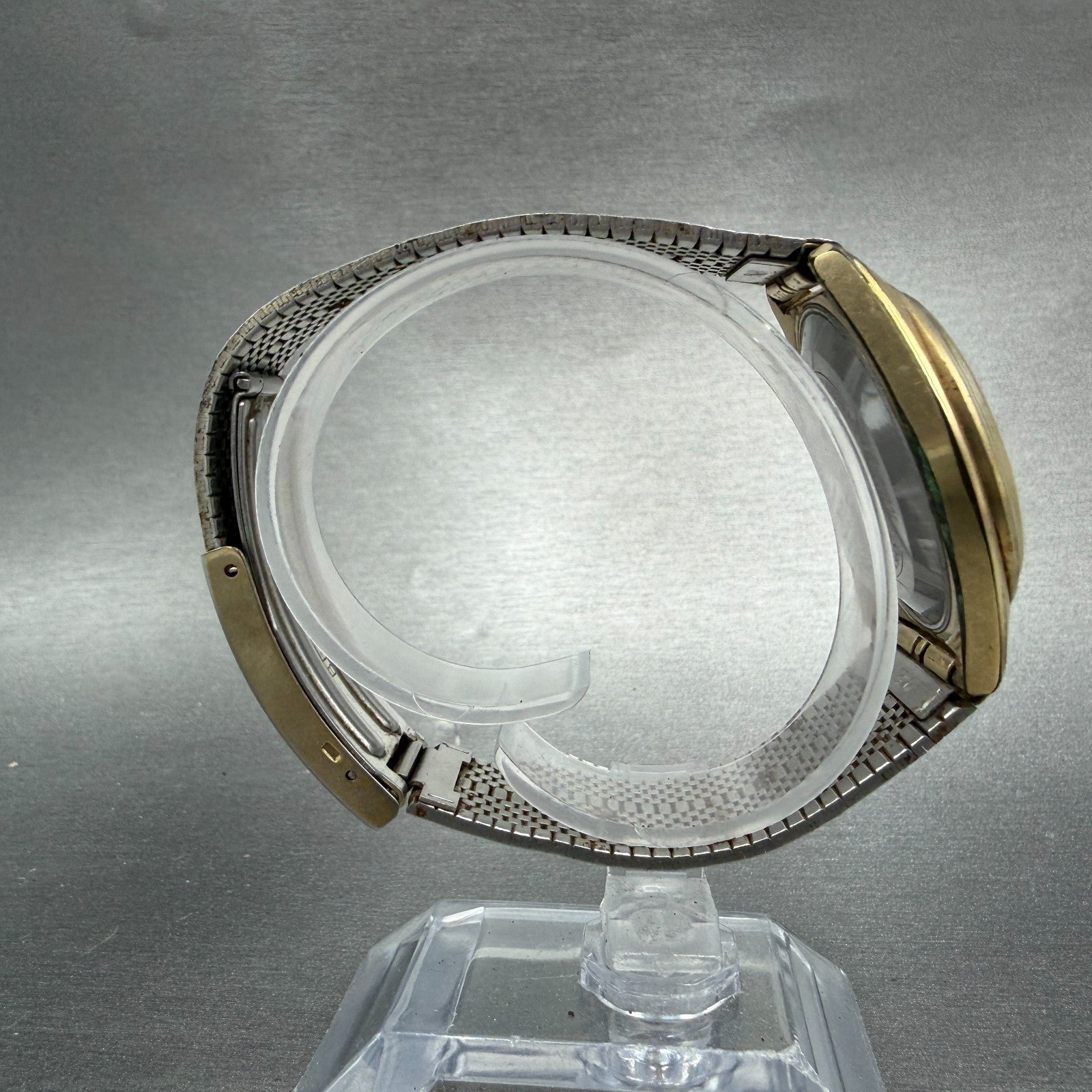 Seiko Lordmatic Watch Men 36mm Silver Dial Gold Tone Daydate 5606-7000 Runs VTG8