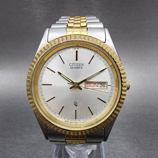 Citizen CQ President Watch Men 36mm Silver Dial Two Tone Daydate Round New batt0