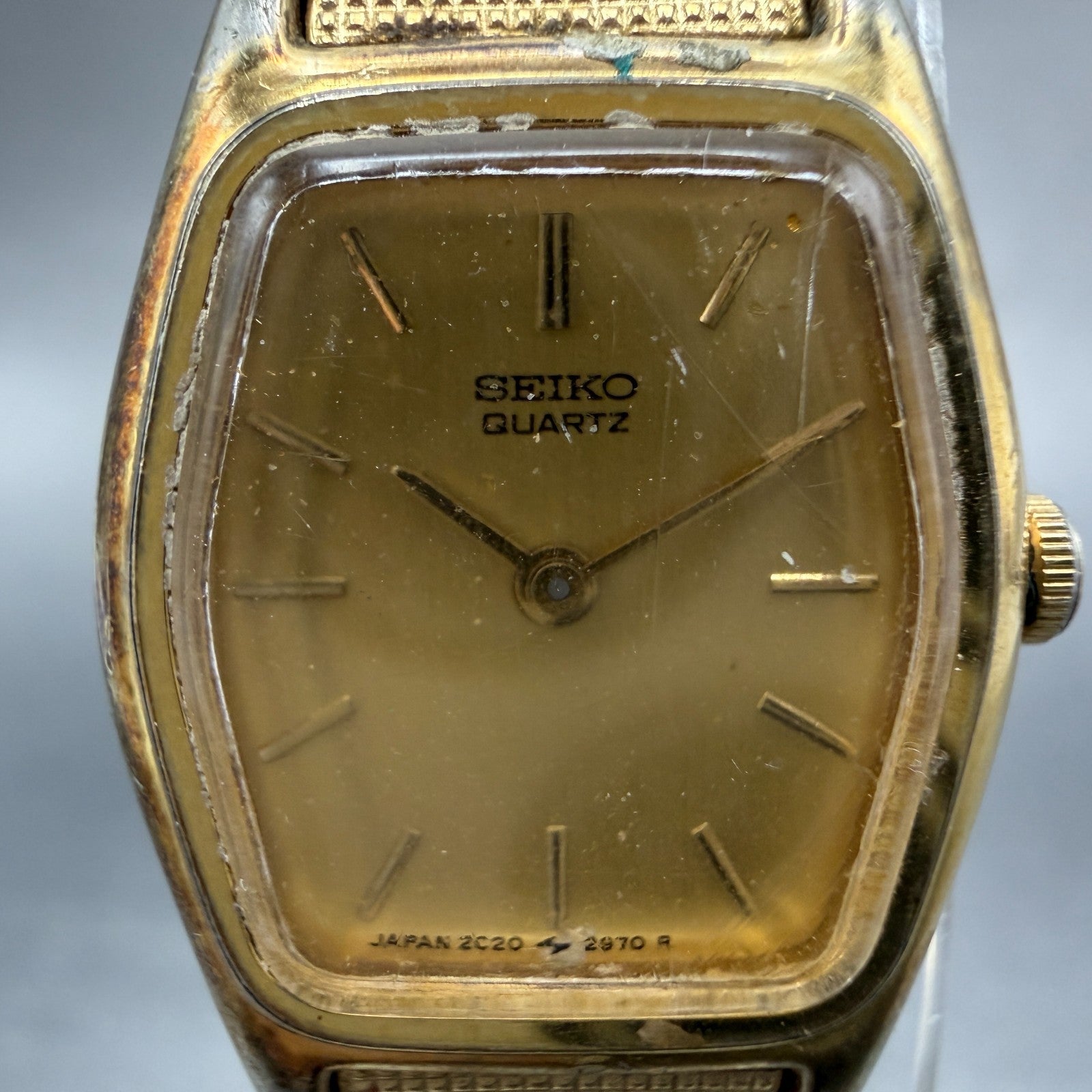 Seiko Watch Women 18mm Champagne Dial Gold Tone Hexagon 2c20-6440 New Battery1