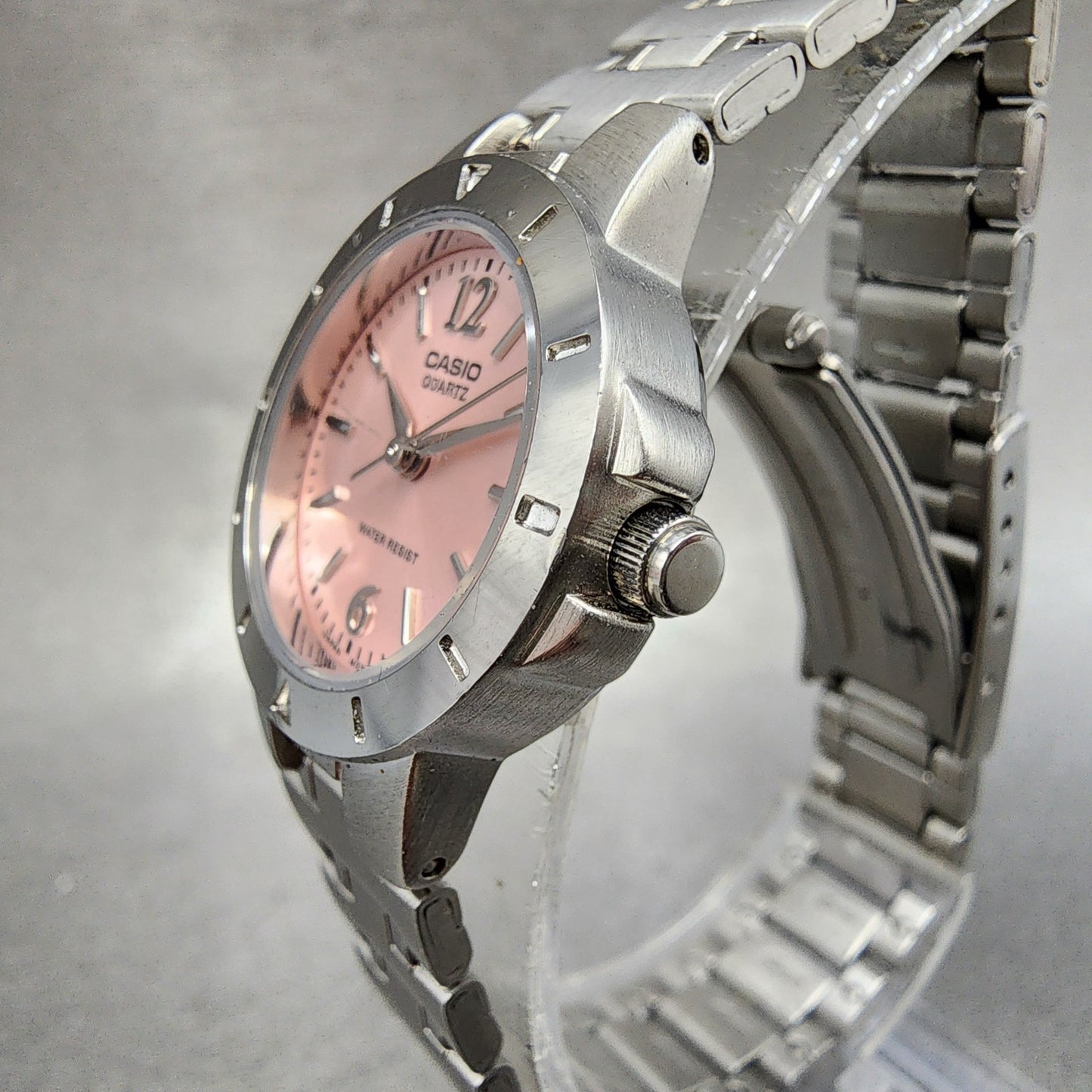 Casio Watch Women 24mm Pink Dial Silver Tone Round LTP1177 New Battery2