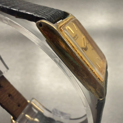 Seiko Tank Watch Women 17mm Gold Dial Gold Tone Rectangle 2020-5830 New Battery3
