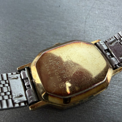 Seiko Watch Women 18mm Champagne Dial Gold Tone Octagon 1421-5040 New Battery9