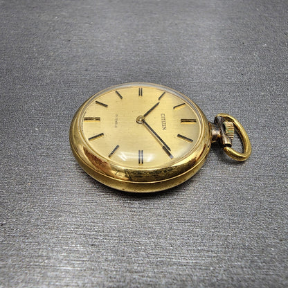 Citizen Pendant Watch Women 29mm Gold Dial Gold Tone Manual Wind Round Runs5