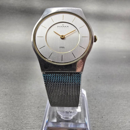 Skagen Slimline Watch Women 28mm Silver Dial Silver Tone Round 233SGSC New Batt5