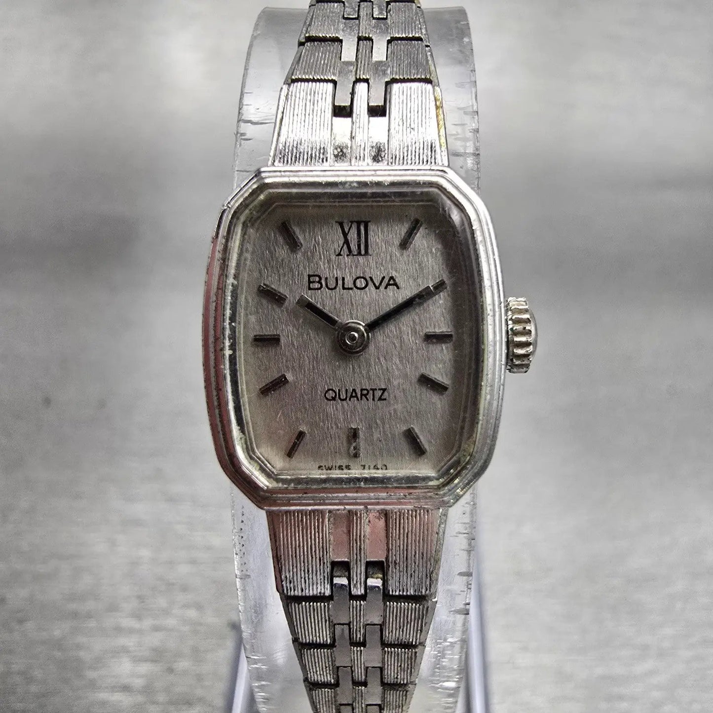 Bulova Watch Women 16mm Silver Dial Silver Tone Rectangle Vintage New Battery0