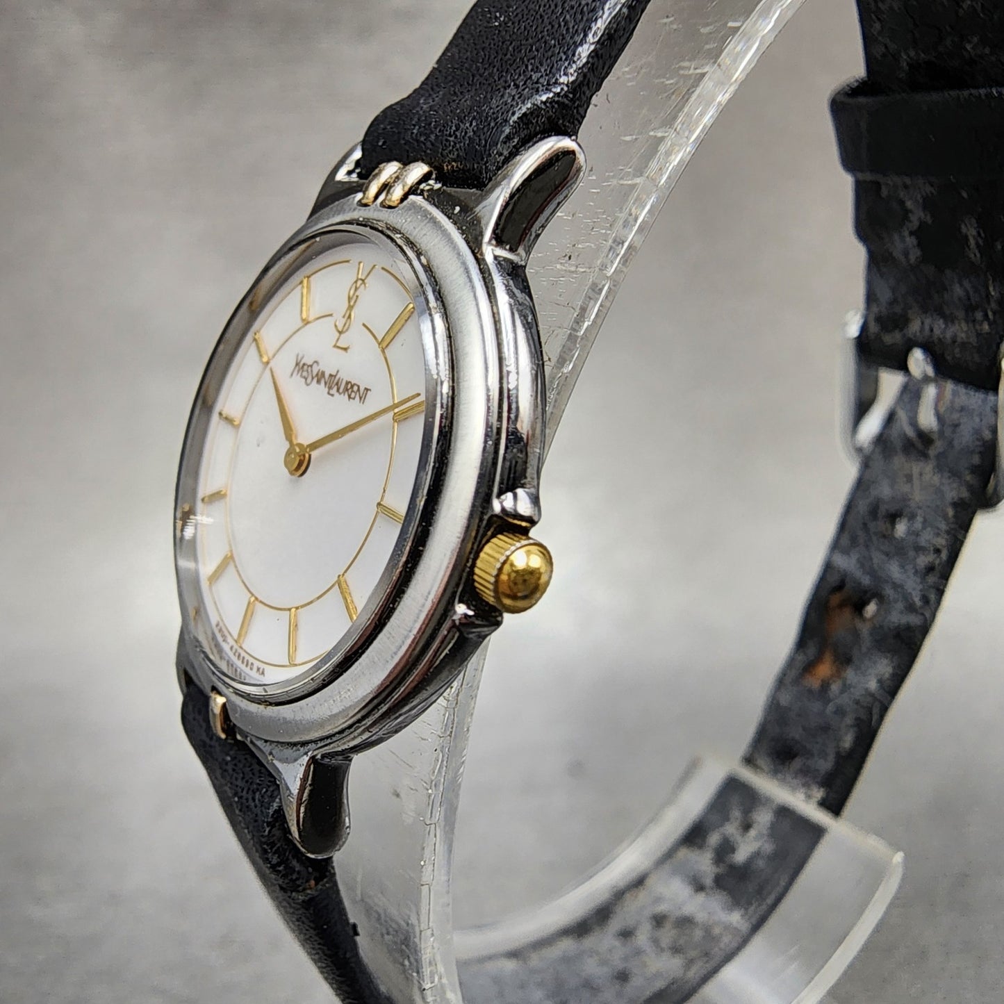 Yves Saint Laurent Watch Women 24mm White Dial Two Tone Round New Battery2