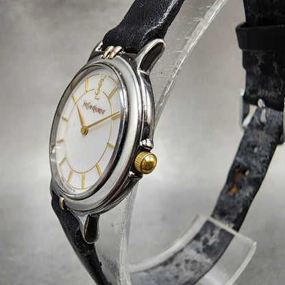 Yves Saint Laurent Watch Women 24mm White Dial Two Tone Round New Battery2