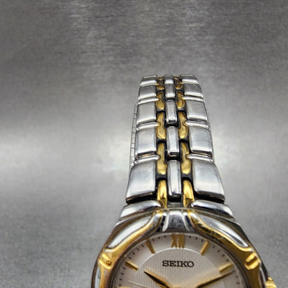 Seiko Watch Women 26mm Blue Dial Two Tone Date Round 7N820AT0 New Battery4