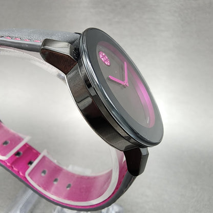 Movado Bold Watch Women 36mm Black Dial Black Case Breast Cancer ED New Battery