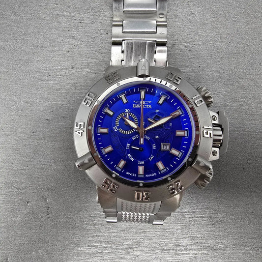 Invicta Sub Aqua Noma III Chronograph Watch Men 50mm Blue Dial Steel 6684 NewBat0