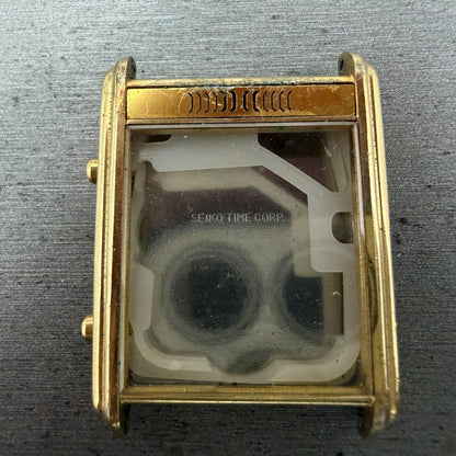 Seiko H249-5049 Watch Case Gold Tone Analog Digi Rectangle 27mm W/Crystal VTG1