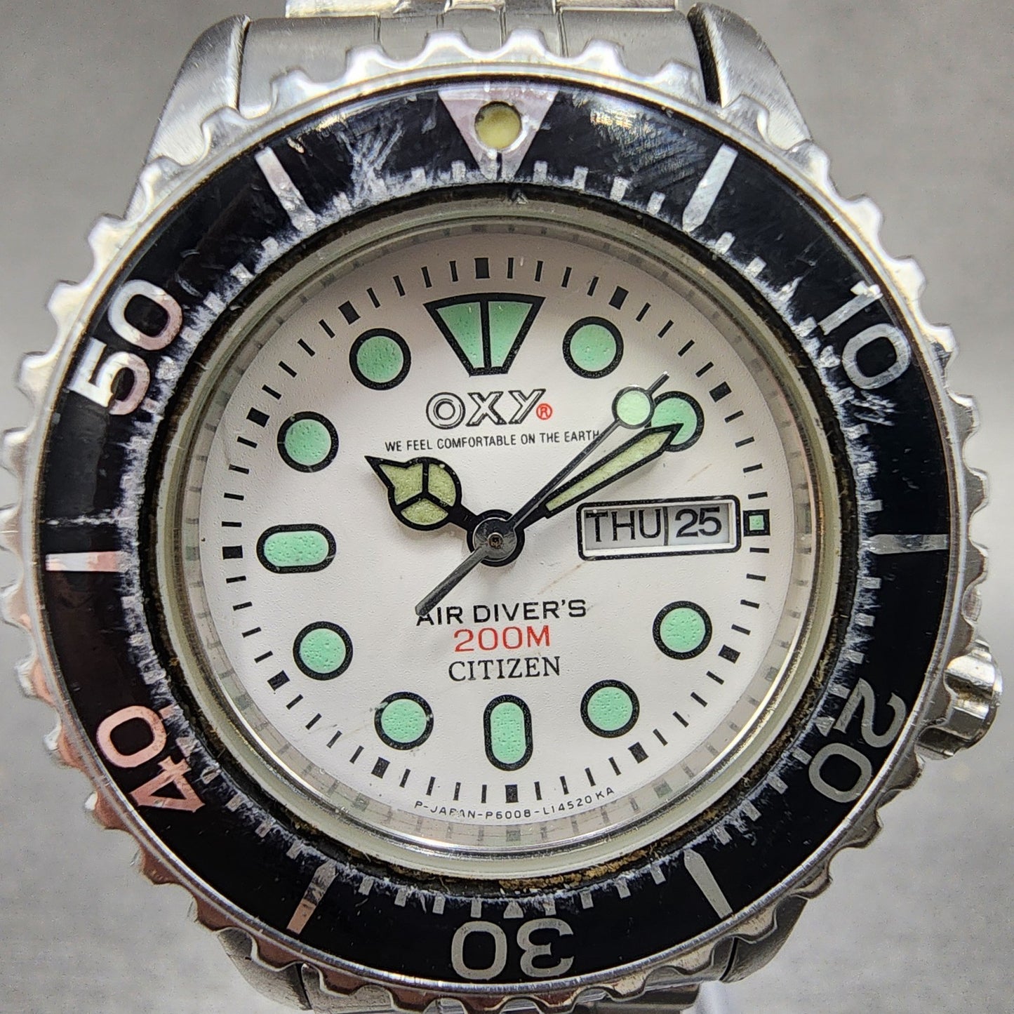Citizen Oxy Dive Watch Women 32mm White Dial Silver Tone Daydate Round New batt1