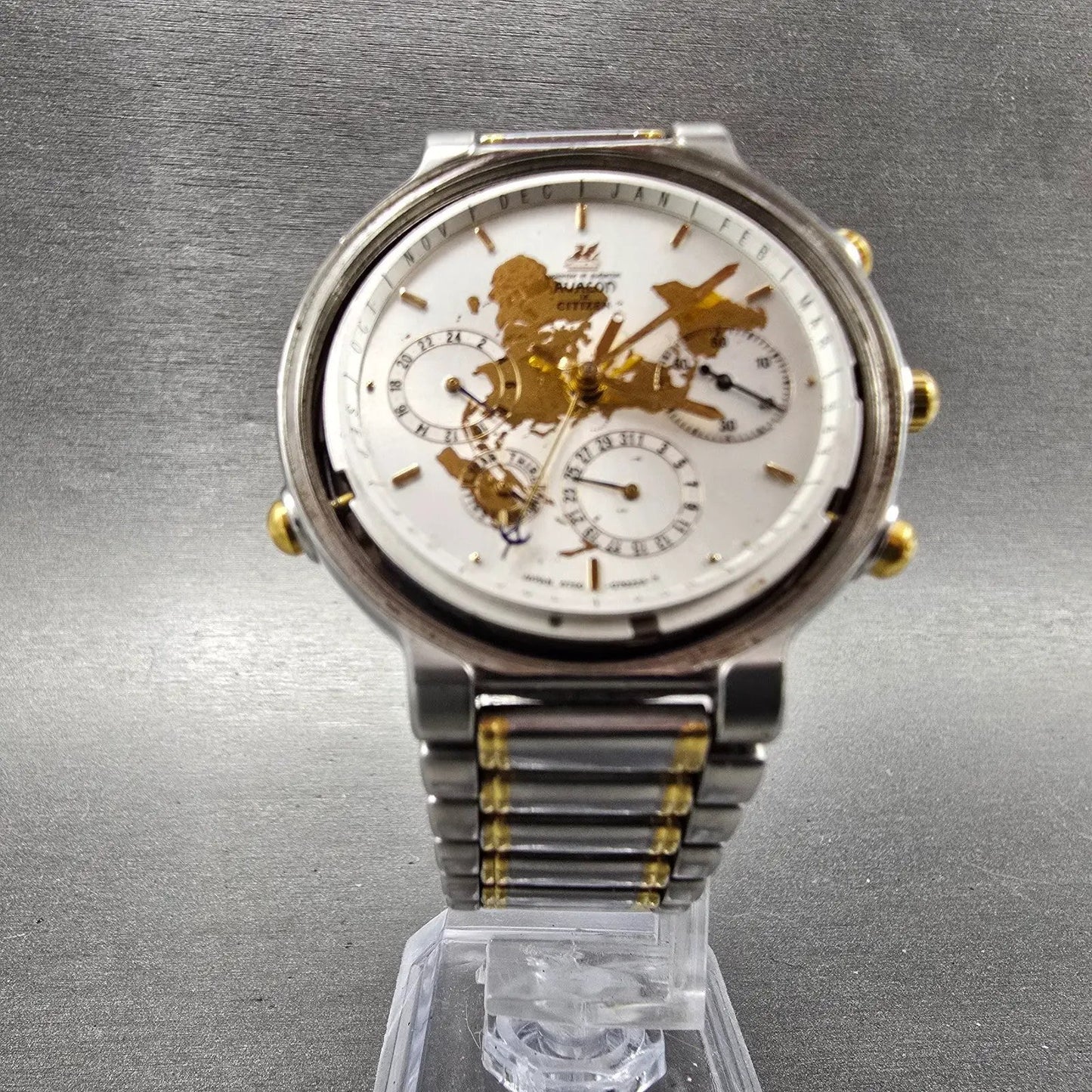 Citizen Avalon Perpetual Calendar Watch Men 38mm Silver Dial Two Tone PARTS 67216