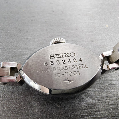 Seiko Solar Watch Women 15mm White Dial White Gold Plated Manual Wind Runs VTG9