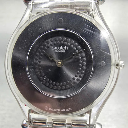 Swatch Skin Essentiality Watch Women Silver Dial Clear Sterling Silver New Batt1