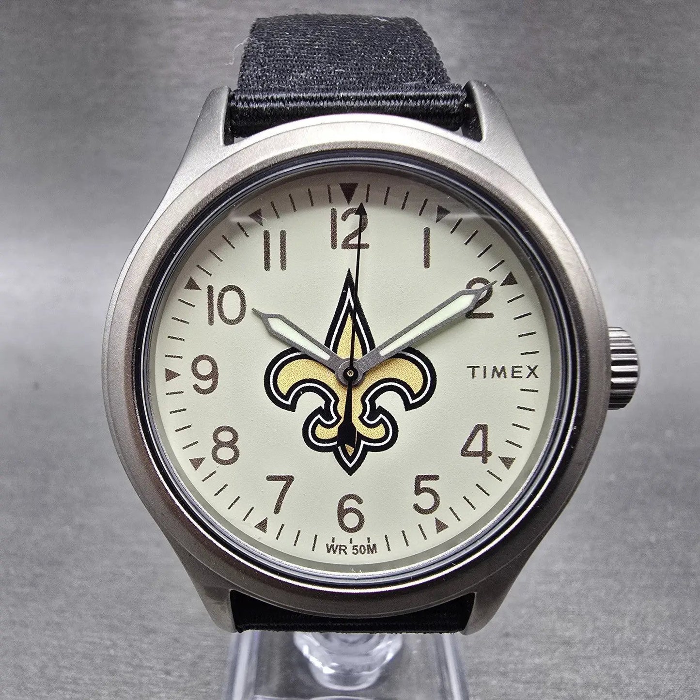 Timex Clutch New Orleans Saints Watch Men 41mm White Dial Steel New Battery0