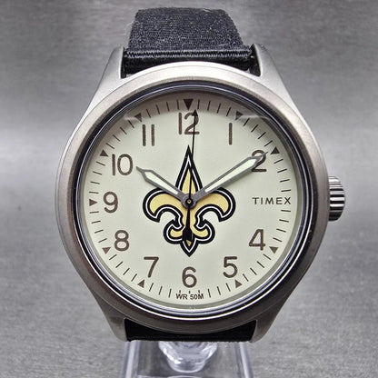 Timex Clutch New Orleans Saints Watch Men 41mm White Dial Steel New Battery0