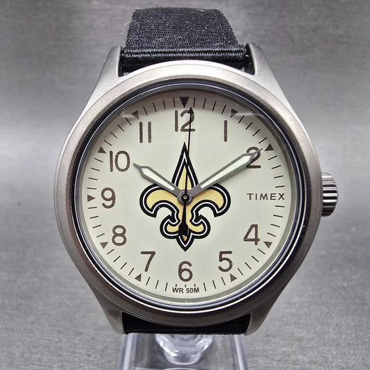 Timex Clutch New Orleans Saints Watch Men 41mm White Dial Steel New Battery0