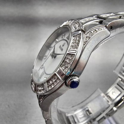 Bulova Watch Women 30mm MOP Dial Silver Tone Gemmed Round 96L116 New Battery F2