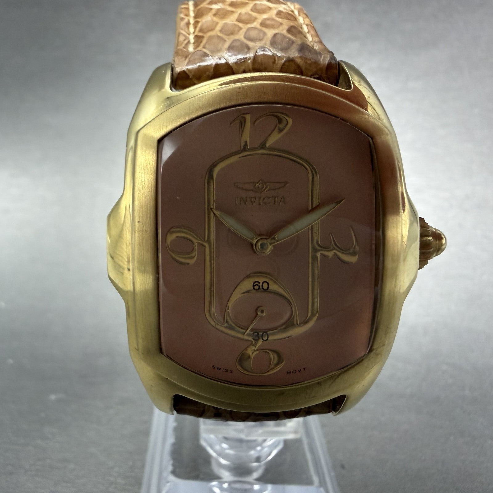 Invicta Lupah Watch Women 34mm Rose Dial Rose Gold Tone Rectangle New Battery0