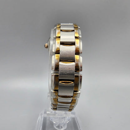 Bulova Watch Women Two Tone Silver Dial 27mm Round 98L153 New Battery 6"