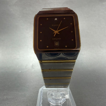 Rado Jubile Watch Men 28mm Black Dial Two Tone Date Rectangle 129.0266.3 NewBat5