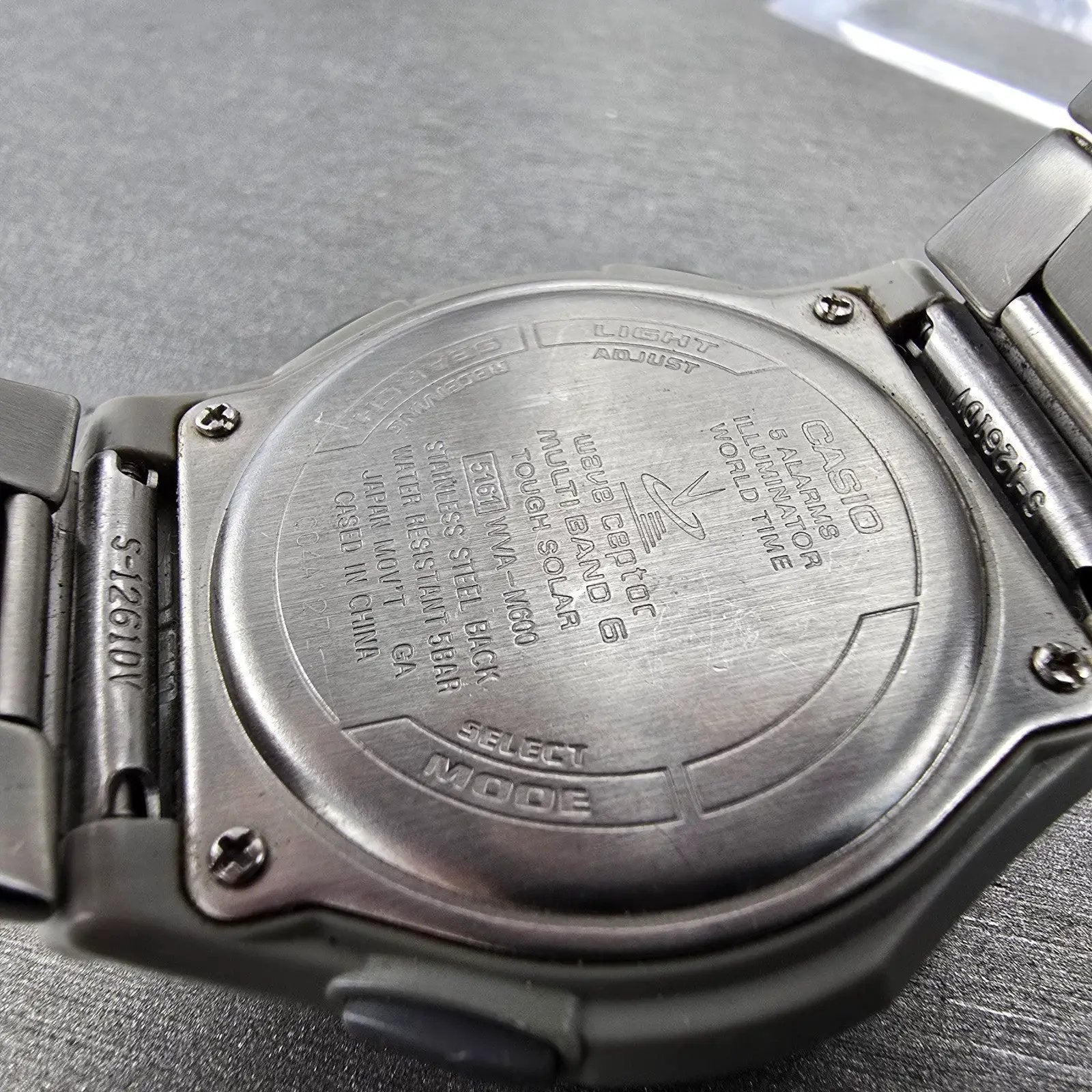 Casio Wave Ceptor  Watch Men 42mm Black Dial Steel Analog Digital Solar Runs R8