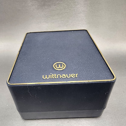 Longines Wittnauer Watch Box Blue Plastic Orange Interior Vintage4
