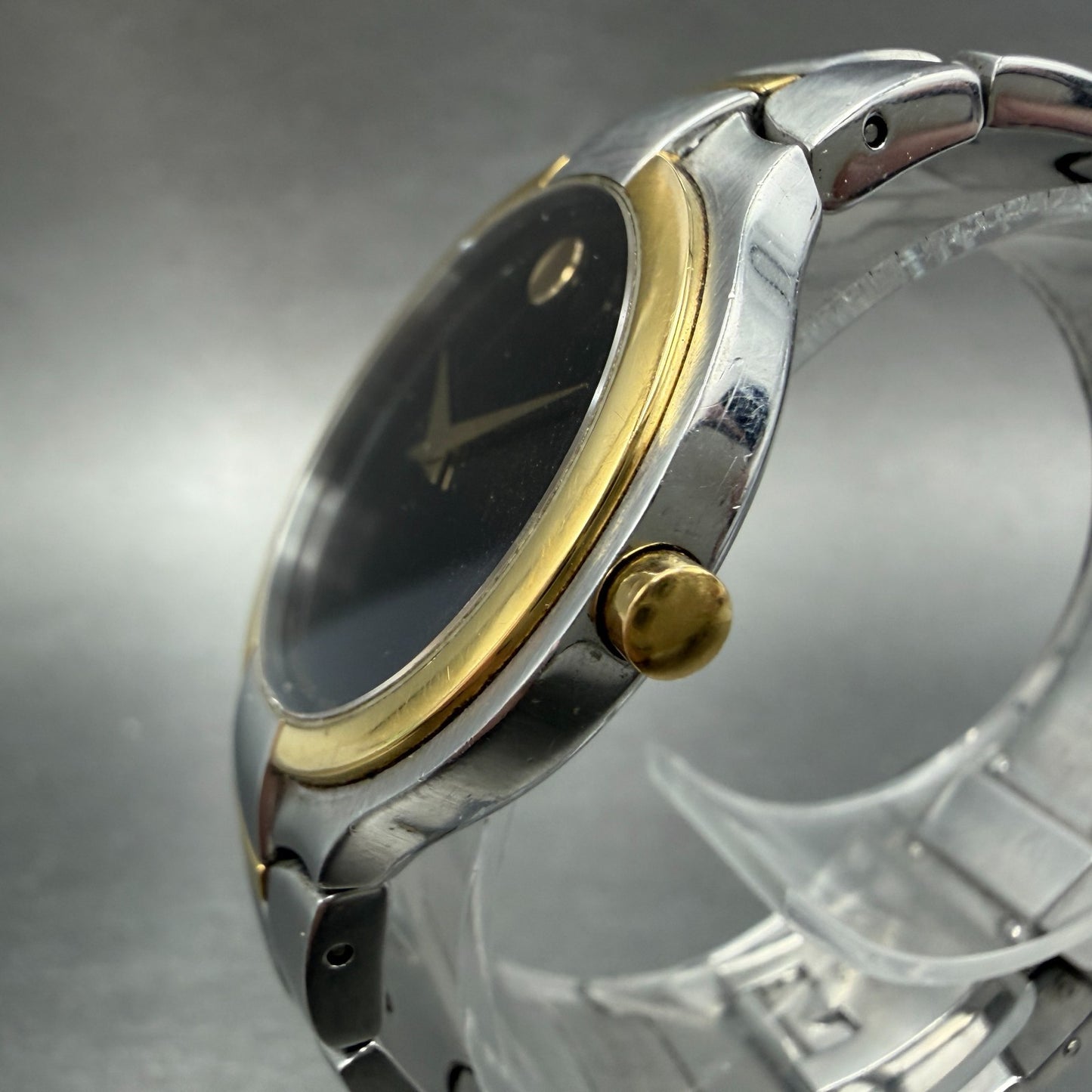 Movado Portico watch Men 34mm Black Dial Two Tone Round 81 G1 1894 New Battery2