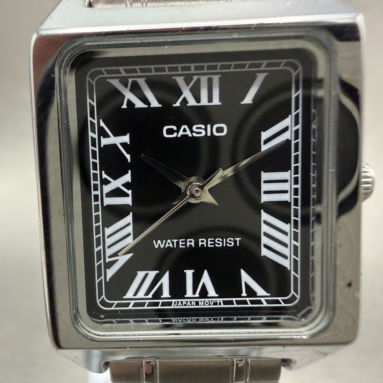 Casio Tank Watch Women 22mm Black Dial Silver Tone Rectangle LTP-V007 NewBattery1