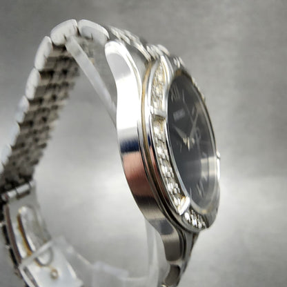 Seiko Watch Women 30mm Black Dial Silver Tone Date Round 6N2200B0 New Battery3
