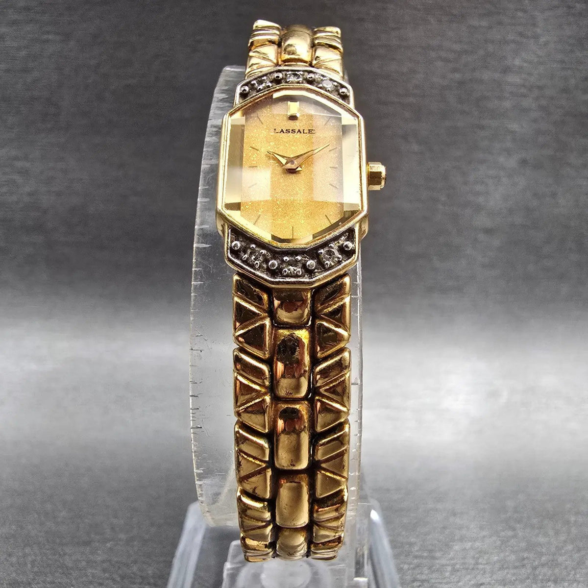 Seiko Lassale Watch Women 13mm Gold Dial Gold Diamond 2E20-7179 New Battery5
