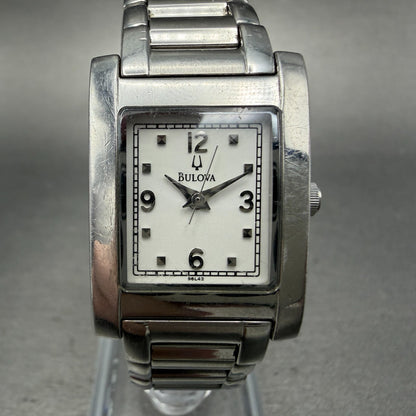 Bulova Tank Watch Women 21mm White Dial Silver Tone Rectangle 96L42 New Battery0