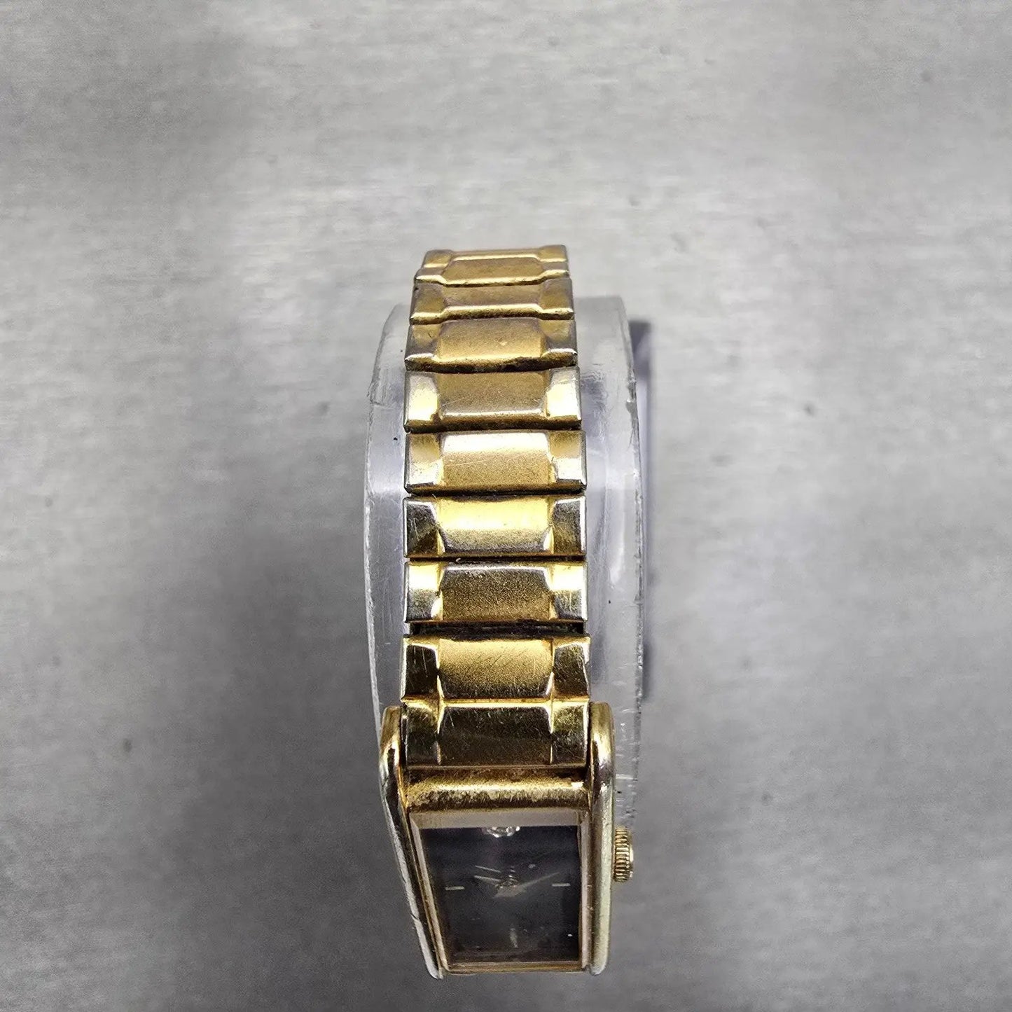 Seiko Watch Women 12mm Brown Dial Gold Tone Rectangle 2E20-5349 New Battery VTG4