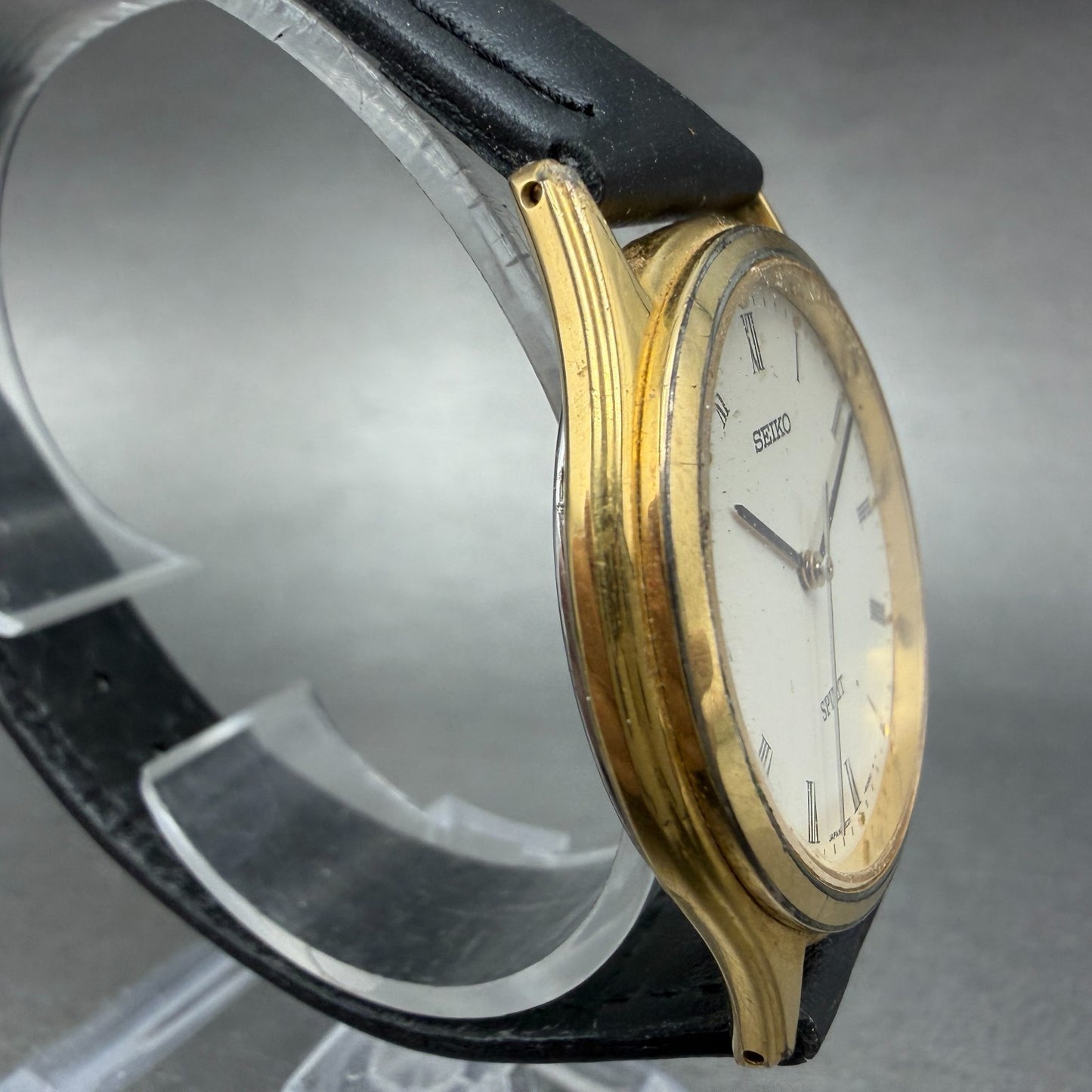 Seiko Spirit Watch Unisex 33mm White Dial Gold Tone Round 5E21-6D70 New Battery3
