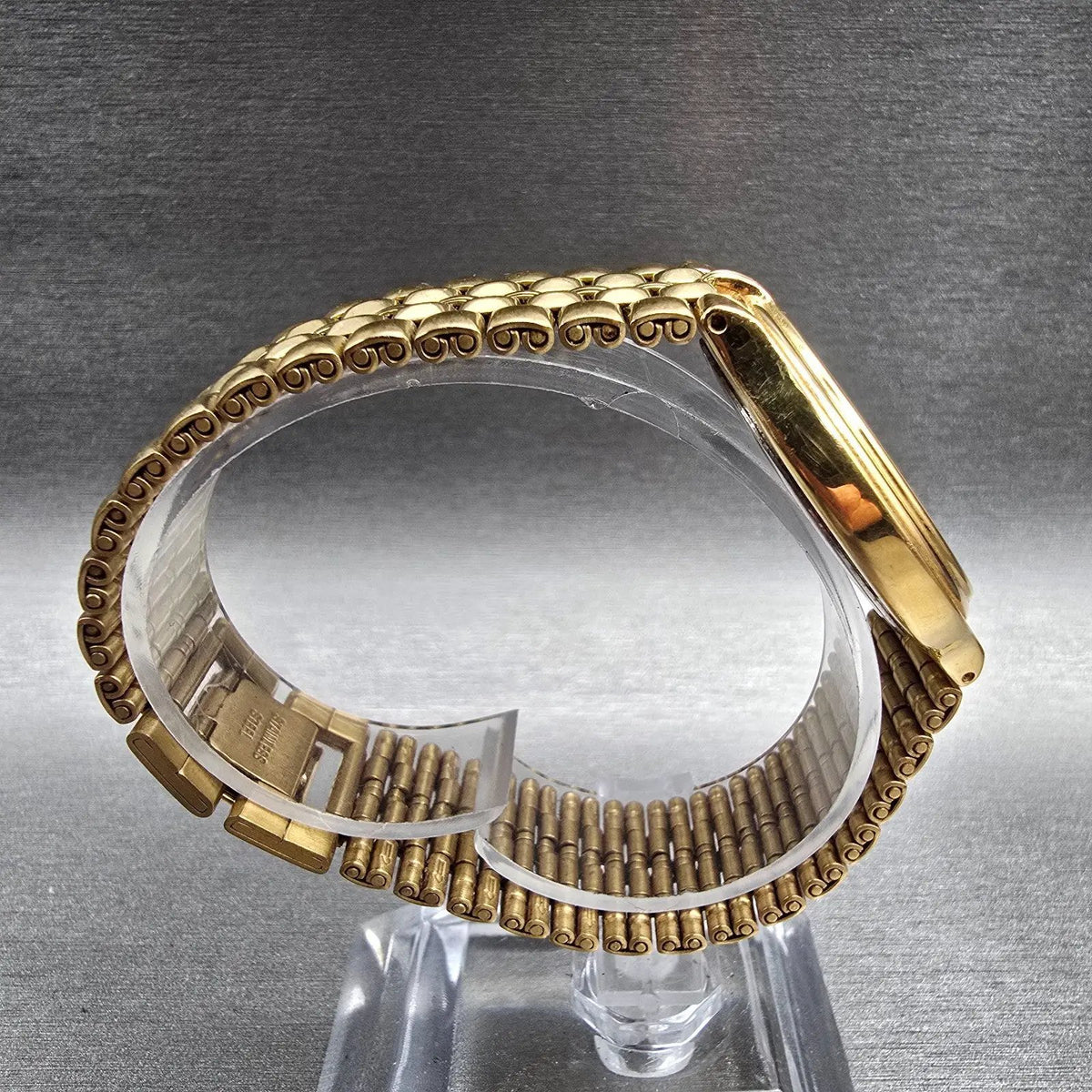 Bulova Watch Men 35mm Champagne Dial Gold Tone Diamond Accent Round New Battery8