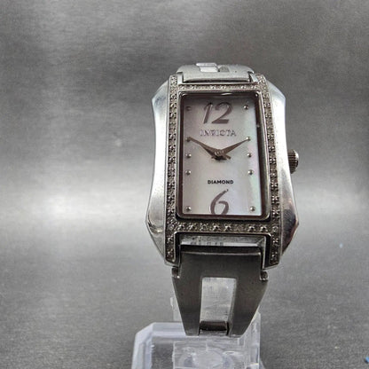 Invicta Wildflower Tank Watch Women 21mm MOP Dial Silver Tone Rectangle New Batt5