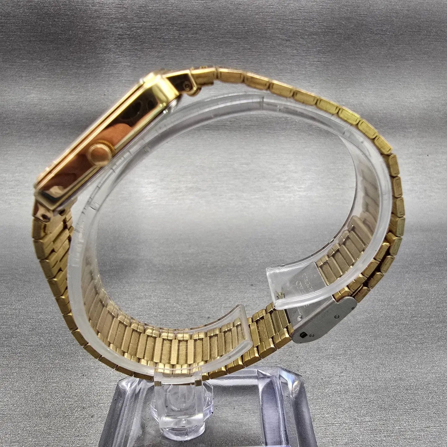 Seiko Watch Men 26mm White Dial Gold Tone Date Rectangle 5Y32-5A09 New Battery6