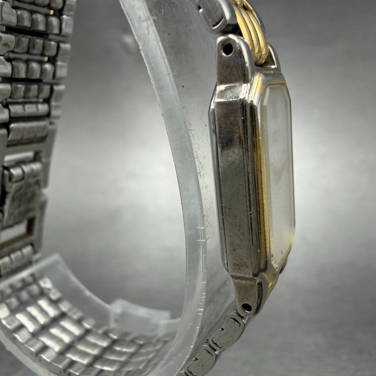 Seiko Tank Watch Women 12mm White Dial Two Tone 2e20-6389 Rectangle New BatteryK3
