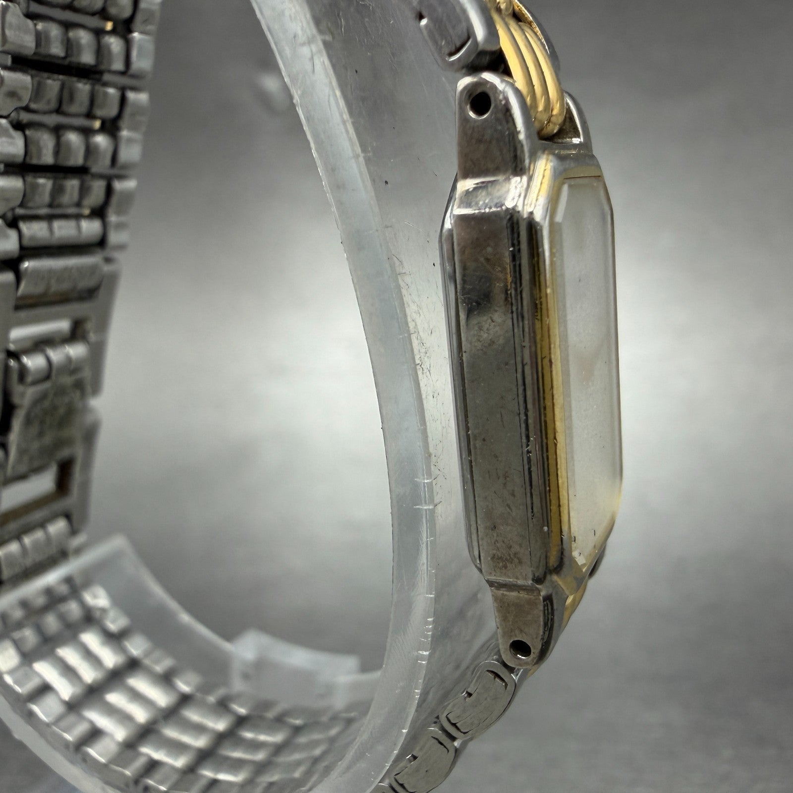 Seiko Tank Watch Women 12mm White Dial Two Tone 2e20-6389 Rectangle New BatteryK3