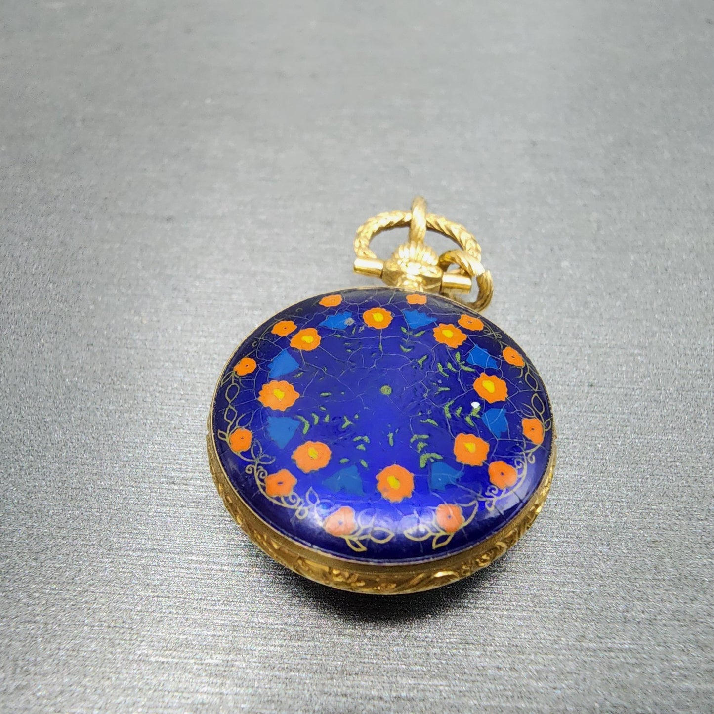 Seiko Pendent Watch Women 23mm Champagne Dial Gold & Blue Tone Manual Runs7