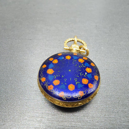 Seiko Pendent Watch Women 23mm Champagne Dial Gold & Blue Tone Manual Runs7