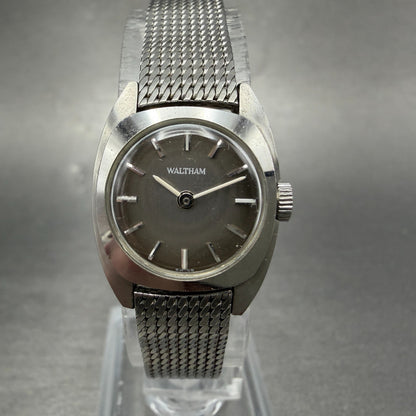 Waltham Watch Women 19mm Gray Dial Steel Manual Wind Mesh Band Round Manual VTG0