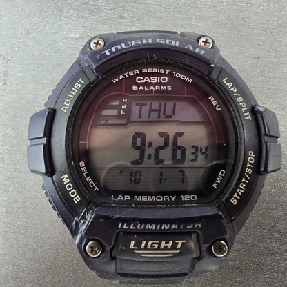 Casio W-S220 Watch Men 50mm Blue Black Alarm Chronograph Digital Solar Works1