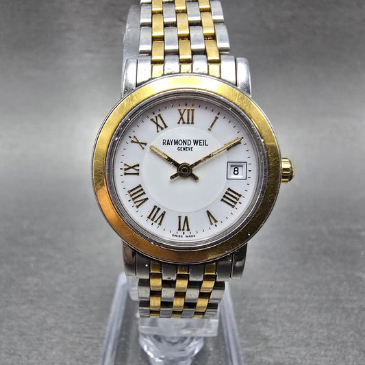 Raymond Weil Toccata Watch Women 25mm White Dial Two Tone Date Round New Batt JK0